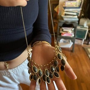 Chic Gold and Black Teardrop Necklace